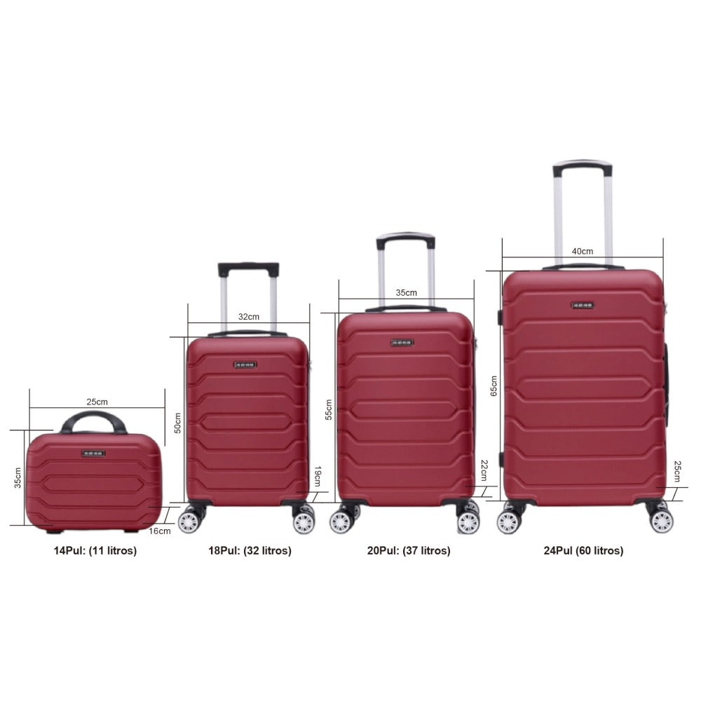 Conjunto de Maletas de Viaje Elegantes: Carcasa Ligera de ABS, Cerradura Numérica, 4 Ruedas Giratorias 360, Asa Telescpica de Aluminio Aleado Juego de Maletas Set Trolley Maleta Cabina ( 6999 8001 8002 )