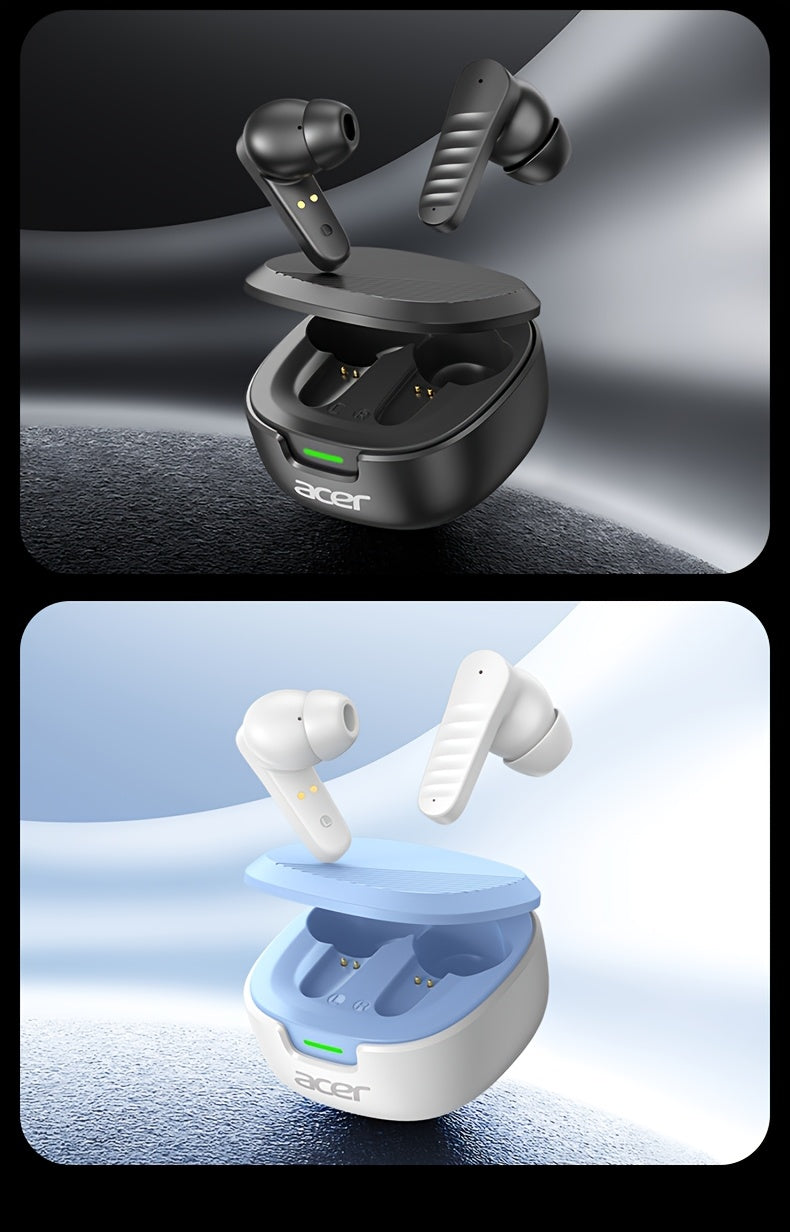 Auriculares Bluetooth | [Acer 2026 Nuevo] Auriculares inalámbricos TWS con graves potentes, llamadas estéreo, cancelación de ruido, duración