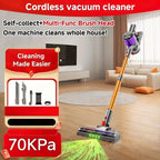 Aspiradora inalámbrica ligera de 60-70 Kpa con cepillo anti-enredos, múltiples niveles de succión y una larga duración de hasta 45 minutos, ideal para alfombras, pelo de mascotas y pisos de madera dura durante la limpieza de primavera