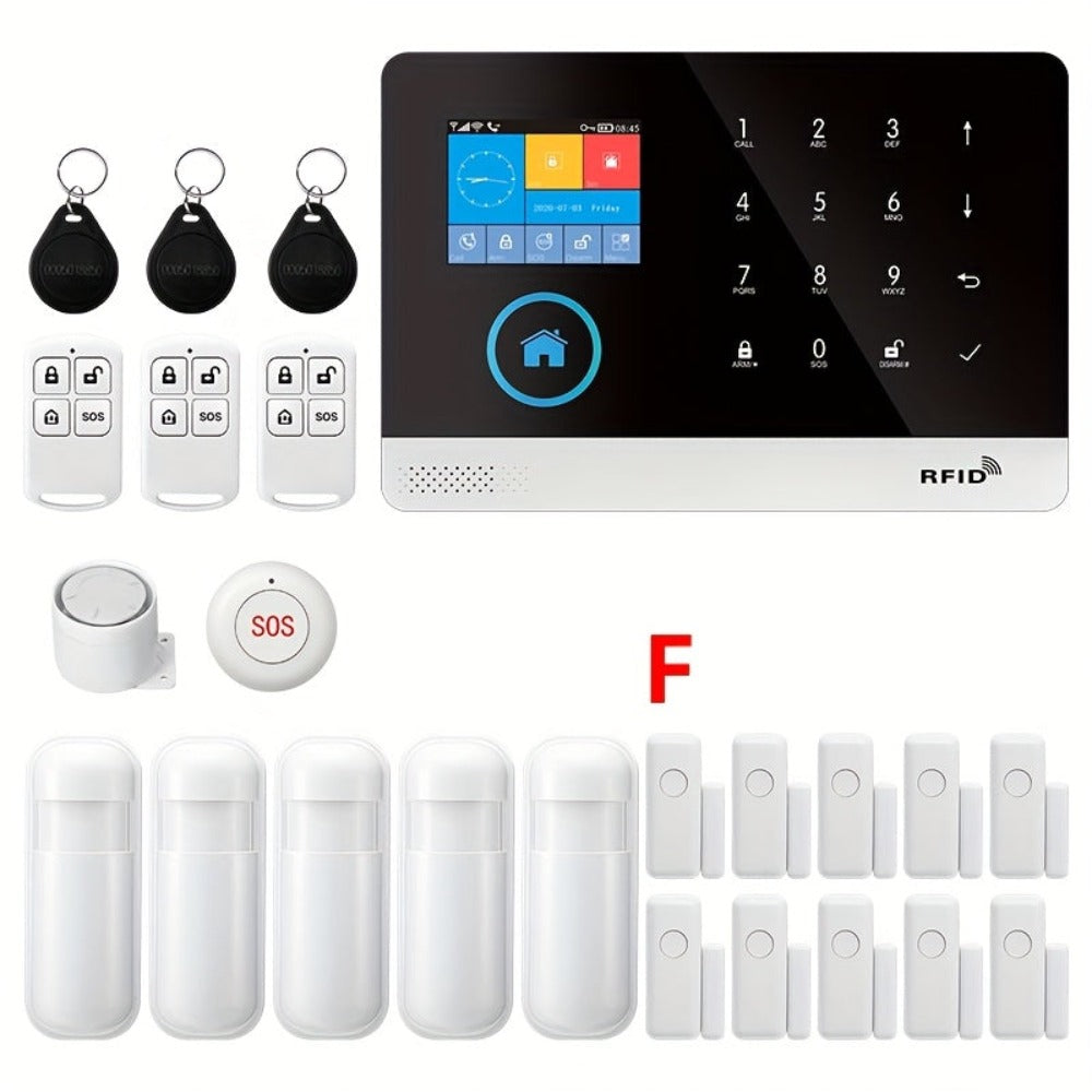 Sistema de alarma PGST para seguridad del hogar, kit de alarma DIY WiFi+GSM 2G con alerta por aplicación de teléfono, sensor de puerta/ventana, control remoto, compatible con Alexa y Google para casa, apartamento
