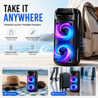 Sistema de altavoz de karaoke portátil Bluetooth, subwoofer dual de 3 pulgadas con graves profundos, luces de fiesta LED, radio FM, estéreo sin varillas TWS, altavoz PA de alto volumen, altavoz Bluetooth para exteriores para fiestas de verano, camping, pl