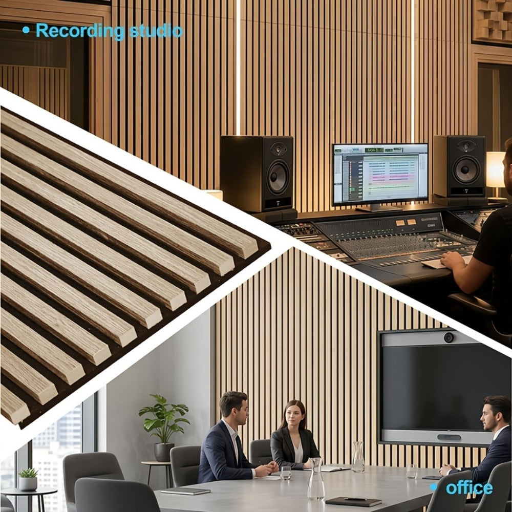 Paneles acústicos de fieltro y madera de 2/4 piezas de 120×60 cm, eficaces para el aislamiento acústico y la reducción de ruido para crear un espacio tranquilo y cómodo. Calidad prémium, fácil instalación, ideales para salas de estar, salas de reuniones y