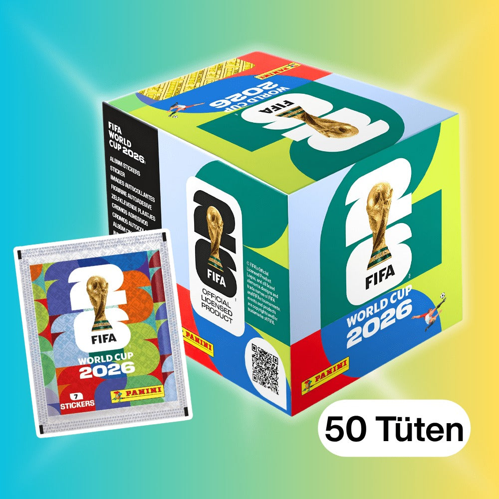 Expositor de pegatinas Panini Copa Mundial de la FIFA 2026 – 50 paquetes con un total de 350 pegatinas