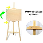 Caballete Pintura Plegable | Atril para Pintar de Madera de Pino 175 cm | Altura e Inclinación Regulable | Ideal para Exposiciones Niños y Adultos | Ligero y fácil de plegar