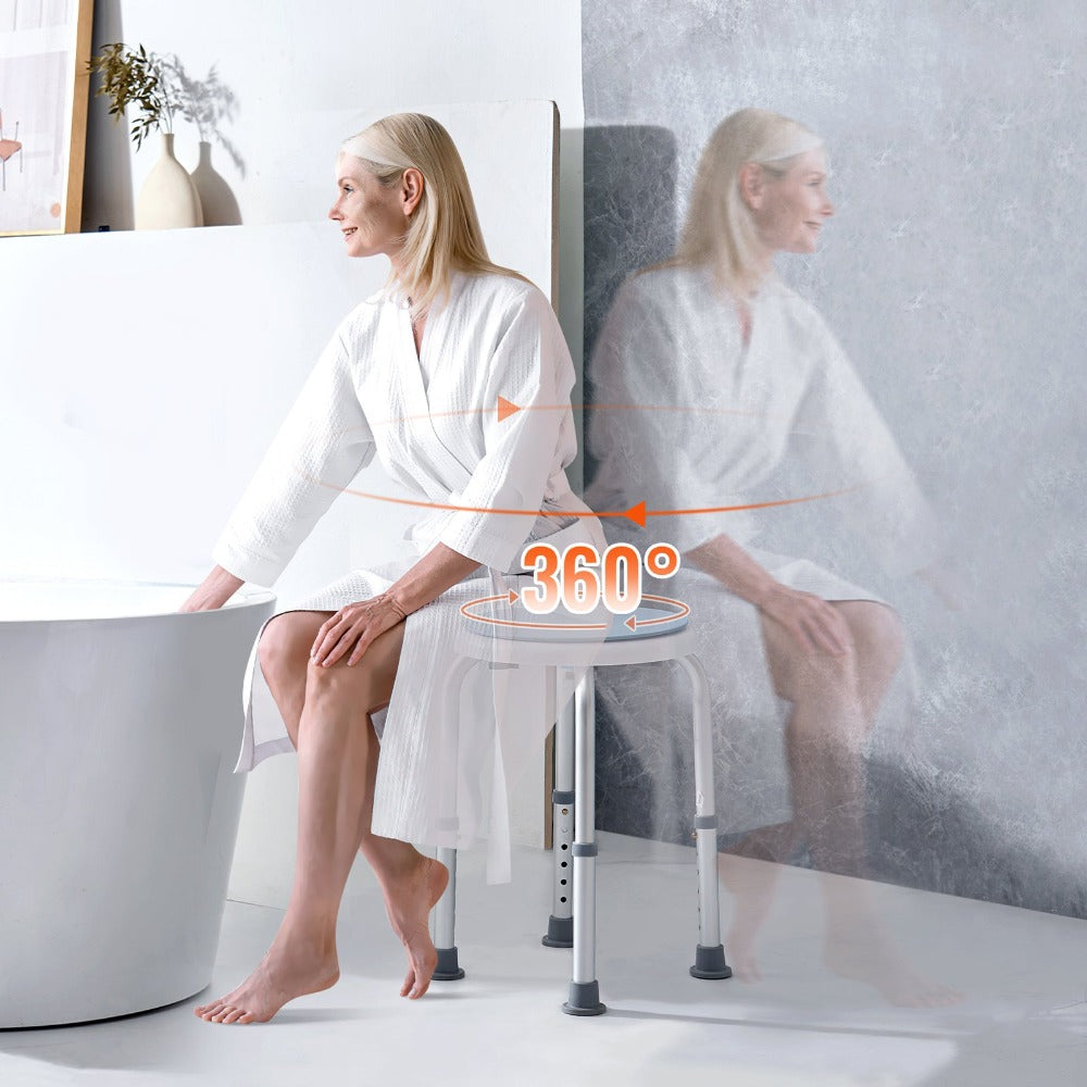 Silla de ducha VEVOR giratoria 360 grados, asiento ajustable de silla de ducha, silla de baño para ducha o bañera interior, banco antideslizante, asiento de bañera para personas mayores, discapacitados y personas con discapacidad, capacidad de 136,1 kg