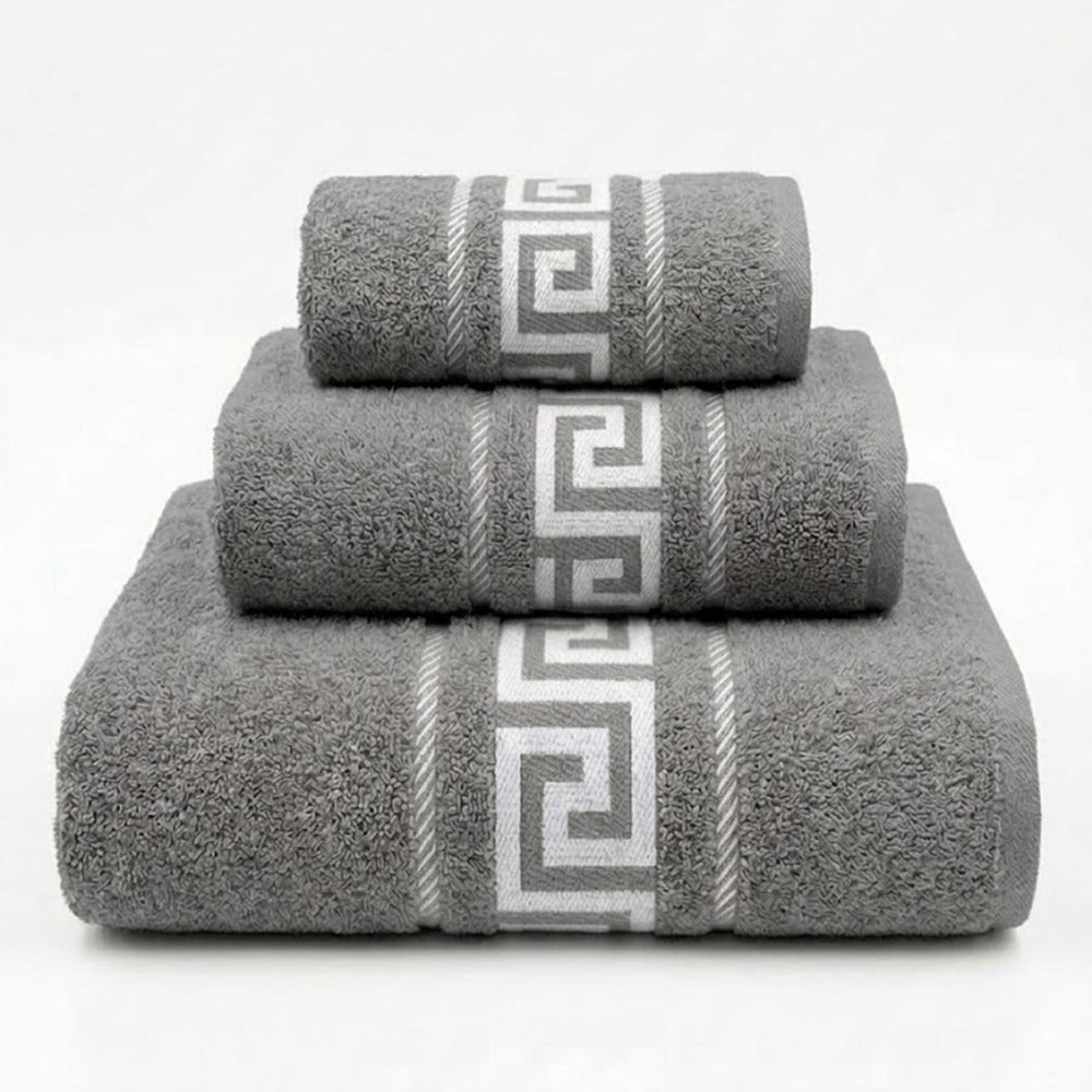 Juego de Toallas de Algodón 100% (3 Piezas) - Incluye Toalla de Tocador, Lavabo y Ducha | Tacto Suave, Ultra Absorbentes con Diseño Elegante de Lunares | Set Premium para Baño