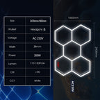Paquete de 5/8 Lámparas de Techo LED Hexagonales - 280W 33600LM Ultra Brillantes Blanco Frío 6500K, Iluminación Exterior Moderna para Garaje, Taller, Estudio, Tienda de Detallado Automotriz - Duración Estimada, Fácil Instalación, Montaje