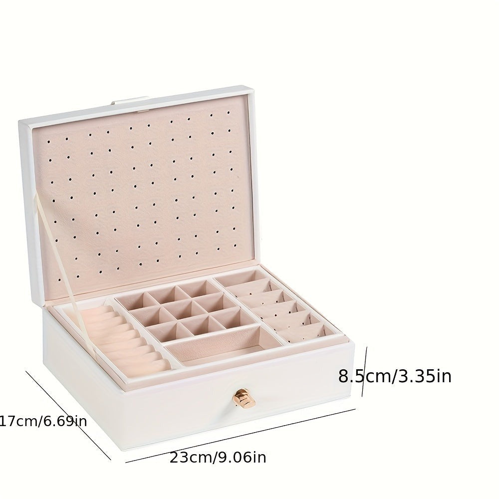 Organizador de Joyería de Lujo con Múltiples Niveles y Amplio Espacio para Collares, Aretes, Pendientes, Brazalete y Más, Fabricado en Cuero Sintético