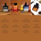 Un set de fragancias de cuatro piezas, que incluye perfume y colonia para hombre, para realzar el encanto y proporcionar un aroma duradero. Adecuado para uso personal o como regalo de vacaciones, totalizando