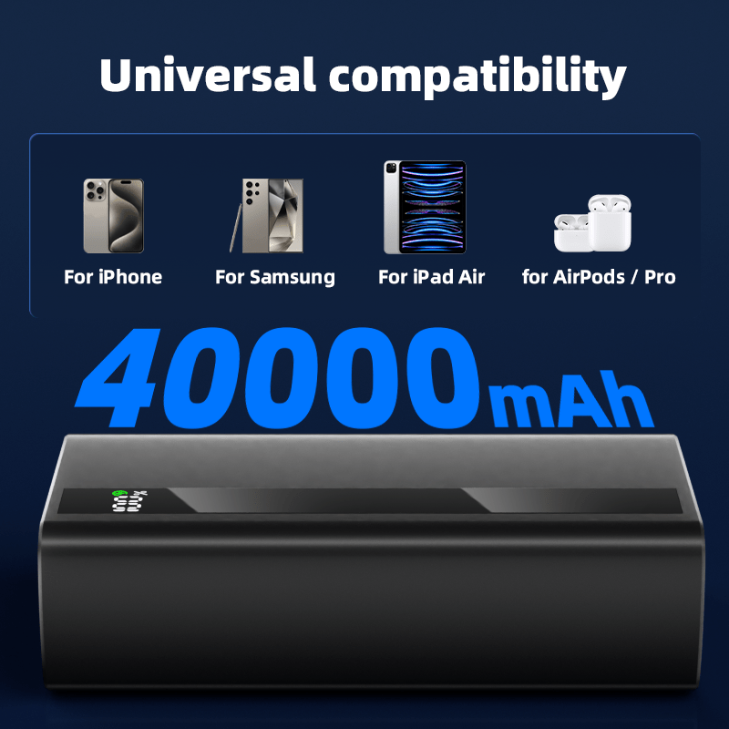 Power bank para carga durante viajes y uso diario | 40000mAh y 22.5W