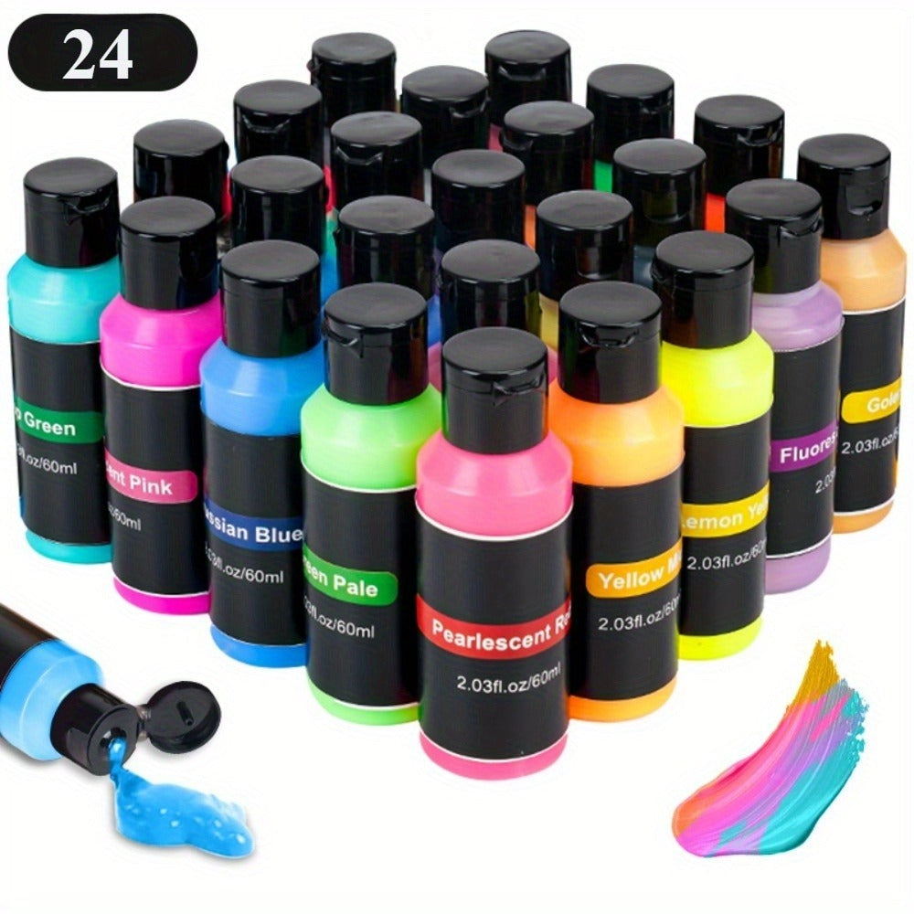 12/24/36 Colores de Pintura para Aerógrafo, 60ml/Botella, Kit de Pinturas para Aerografía, Combinación para DIY, Acuarela, Óleo, etc., Set Listo para Pulverizar a Base de Agua para Principiantes y Artistas