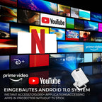 Proyector | [Apps Integradas y Mejoras 2026] Mini Proyector Inteligente Portátil con Wifi 6 y BT5.4, Android 11, Soporte 4K | Proyector de Cine