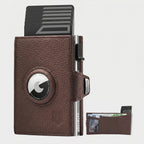 Cartera Pepple para Airtag, Cartera de hombre con botones, Cartera inteligente con compartimento para monedas, Cartera de hombre para más de 10 tarjetas, Carteras para hombre, Protección RFID, Marrón Plateado, Moderna
