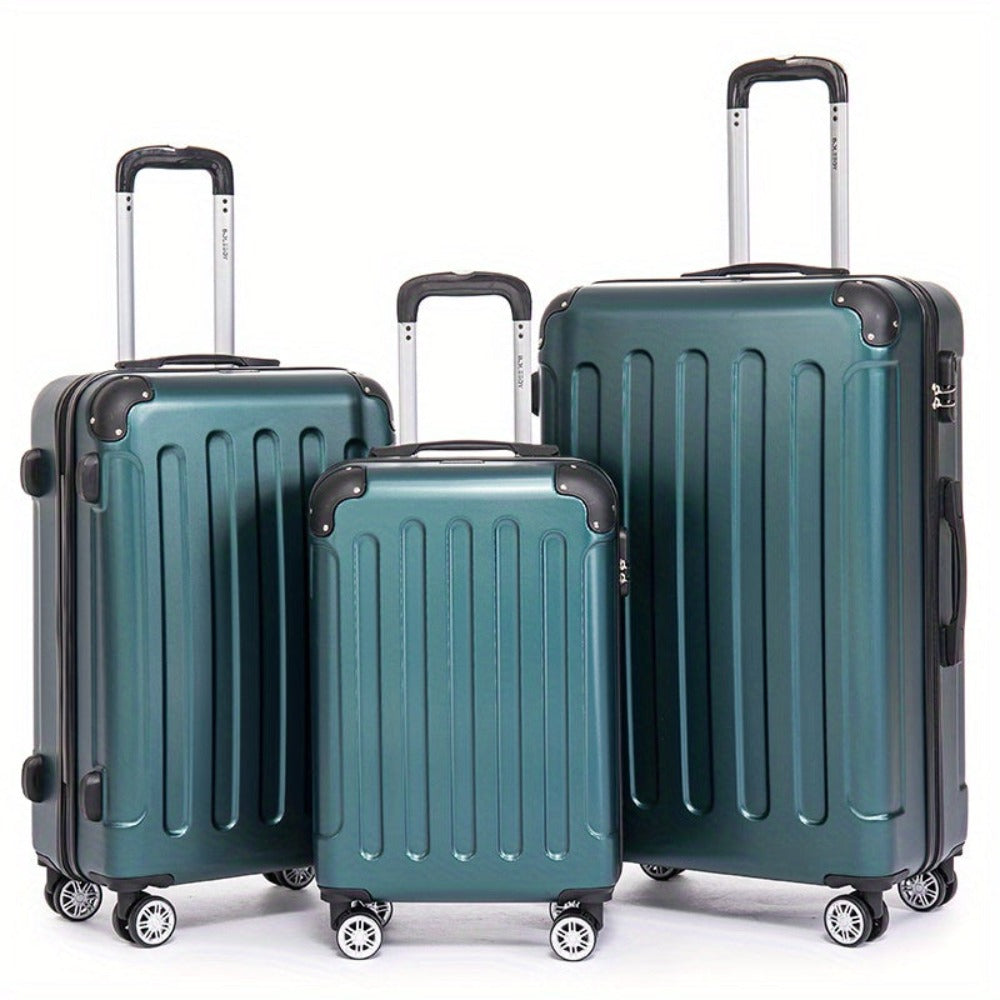 Juego de maletas familiares de tres piezas 20+24+28 pulgadas, equipaje de cabina de 20 pulgadas con ruedas universales, caja de almacenamiento para viajes de negocios, cartera ABS resistente y gran capacidad (ML-XL-set)