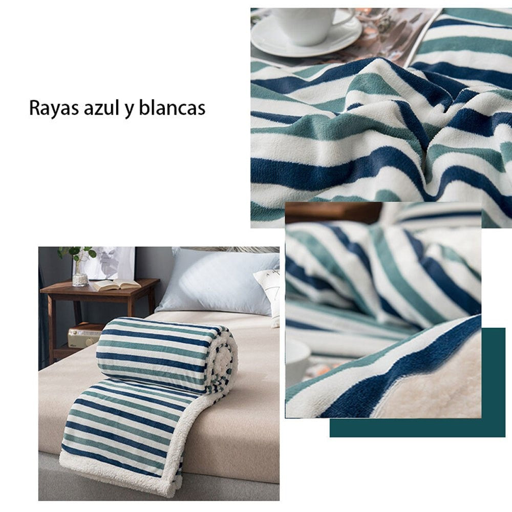Manta franela de sherpa para Sofá y Cama, Gruesa y Suave, 100% Poliéster - Variedad de Tamaño y Colores - Apto para Todo el Año - Mantenimiento Fácil