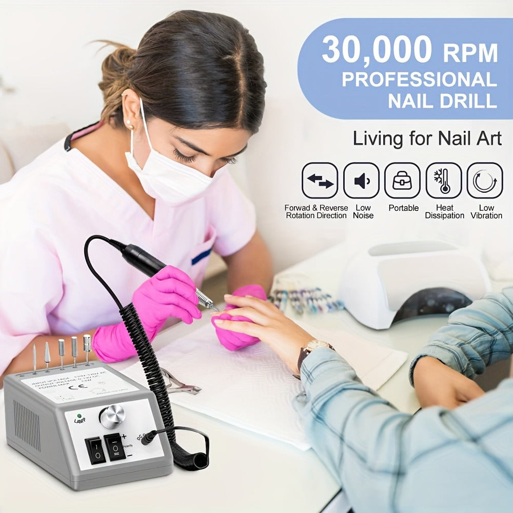 Todoenuno para máquina de esmalte de uñas con 6 tipos de brocas y mango de aleación de aluminio, hasta 30,000 RPM, el mejor socio para pulir, lijar, quitar esmalte de uñas y otras operaciones