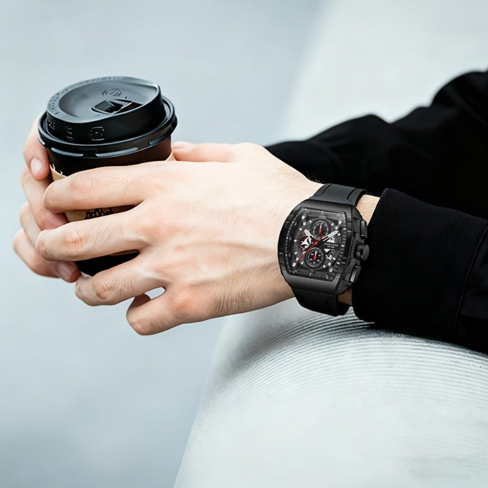 Relojes de pulsera para hombre H, movimiento de cuarzo de alta precisión, correa de silicona, resistente al agua, calendario, diseño multifuncional, relojes de vestir para hombre