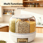 1pc Caja de almacenamiento de granos giratoria, Contenedor giratorio de gran capacidad para almacenar arroz y granos, Contenedor para almacenar granos enteros, Dispensación de un toque para granos pequeños