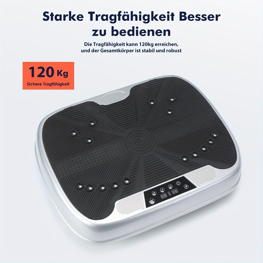 Placa vibratoria inteligente con masaje electromagnético | 99 niveles de velocidad | Almohadilla de acupresión para pies | Control remoto y banda de resistencia incluidos | Quemador silencioso de cuerpo completo para fitness en casa, recuperación muscular