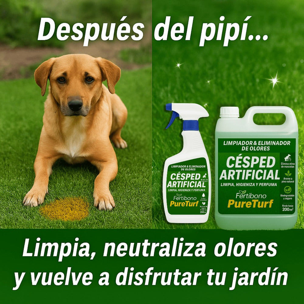 Limpiador Césped Artificial PureTurf 5L – Higienizador Aroma Pino para Exterior e Interior | Neutraliza Olores de Mascotas y Mantiene Tu Jardín Siempre Fresco
