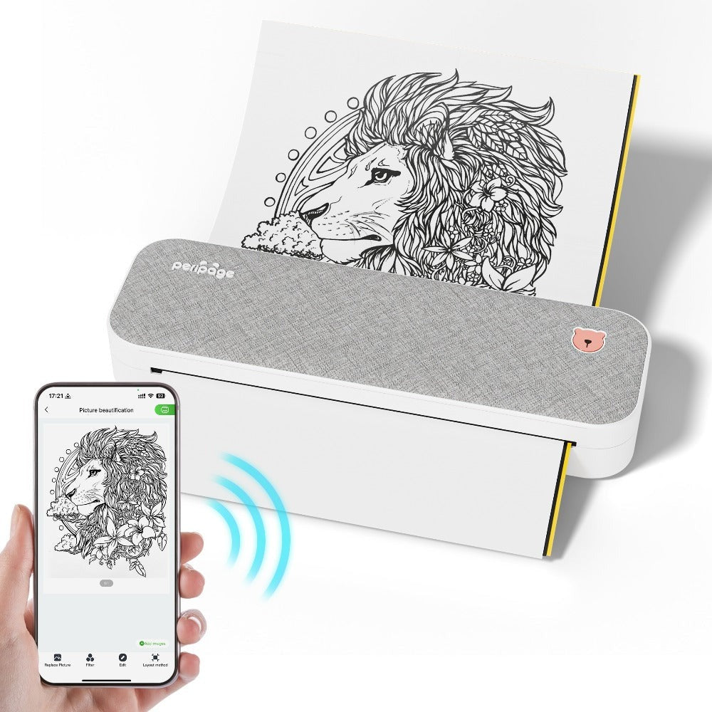Peripage A40, Mini Impresora, Impresora Térmica Portátil, Soporta 20.98cm X 29.69cm Carta US, Impresora Móvil Inalámbrica Sin Tinta para Viajes, Compatible con Android e iOS, Imprime Docs, Papel de Tatuaje