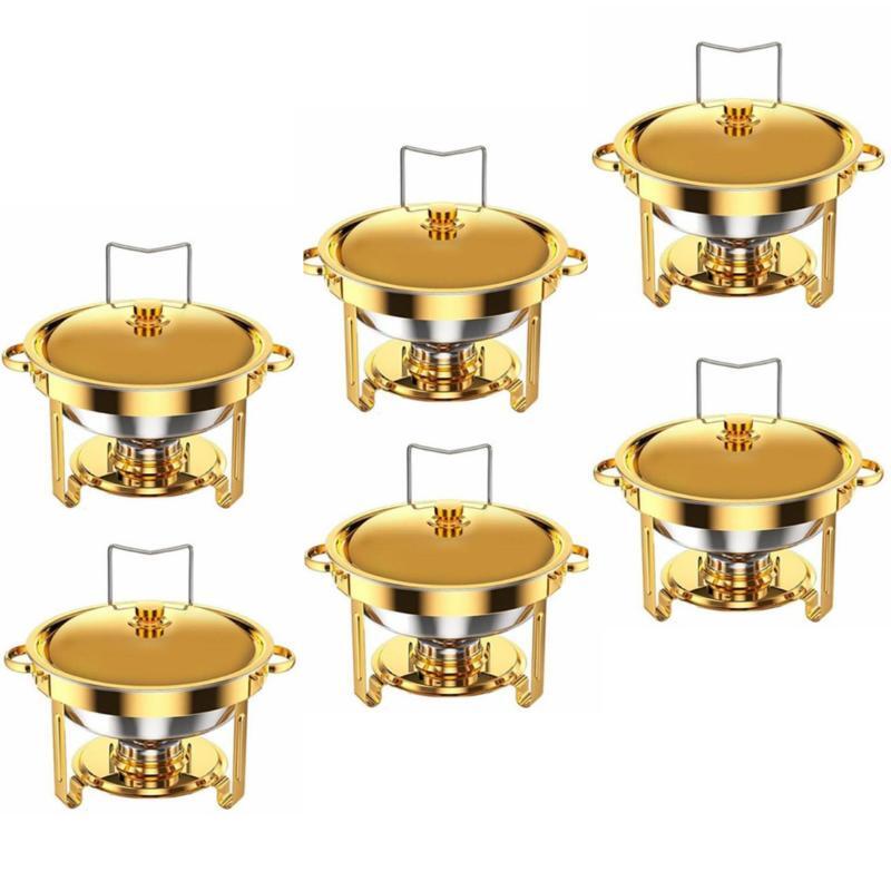 Enfriador de Alimentos de Acero Inoxidable Dorado 1/2/4/6, Contenedor de Catering para Buffet con Tapa para Boda/Banquete de Año Nuevo, Exclusivamente para Cocinar (exclusivamente para cocinar)