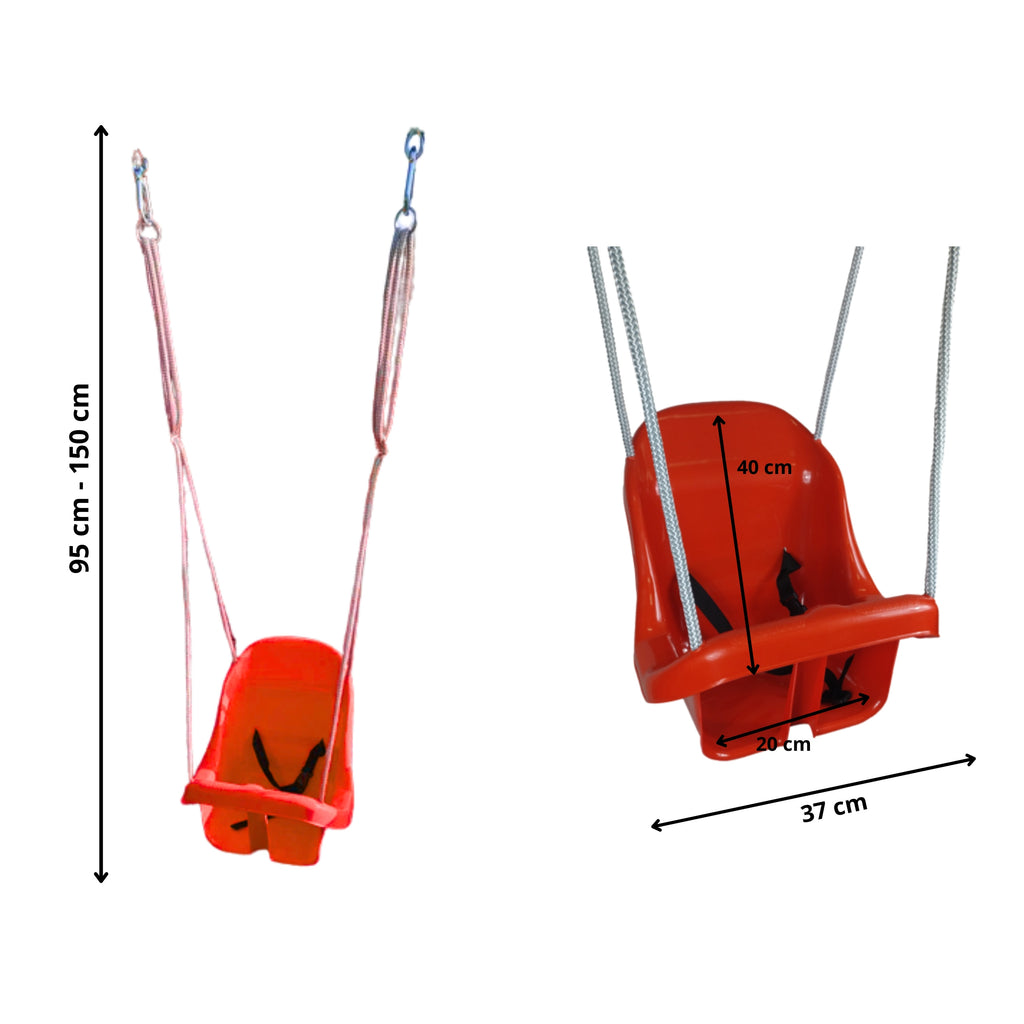 Colgacama tipo cubo para niños con cinturón de seguridad y cuerdas ajustables, asiento con respaldo alto y protección lateral, polipropileno duradero resistente a las condiciones climáticas y radiación UV, colgacama fácil de limpiar para el jardín, terraz