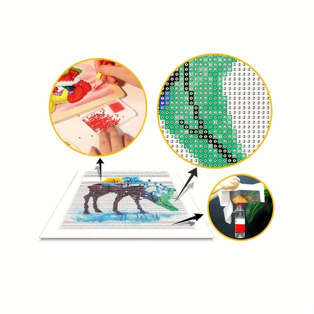 Kit de herramientas y adiciones para pintura de diamantes sintéticos 5D de 56 piezas con juego de bordado de diamantes y pinzas para manualidades artísticas de fabricación de pinceles de varios tamaños para adultos y cuchillo de goma corrector