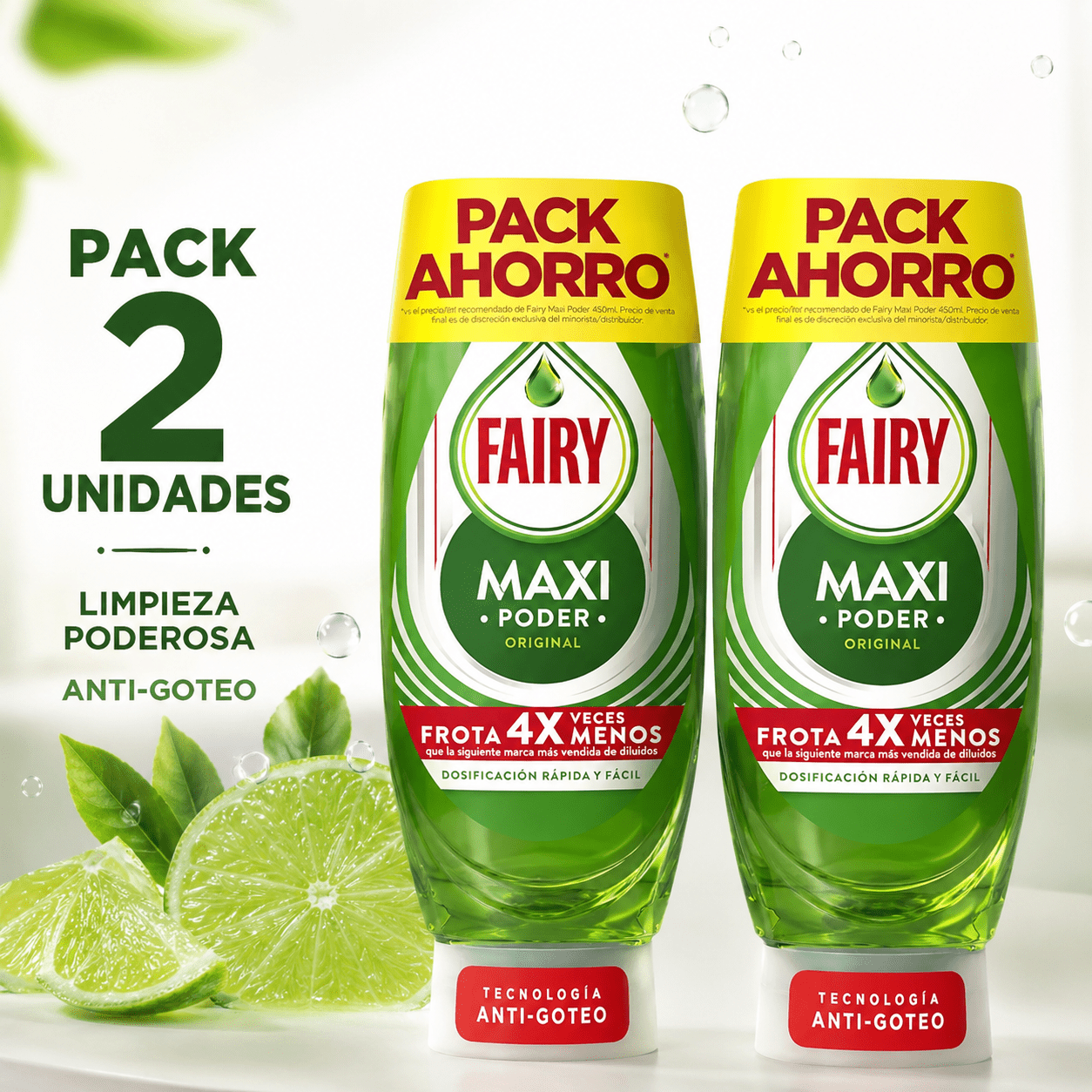 Lavavajillas a mano | FAIRY Lavavajillas Maxi Poder Duplo Pack Ahorro - Lavavajillas a mano antigoteo