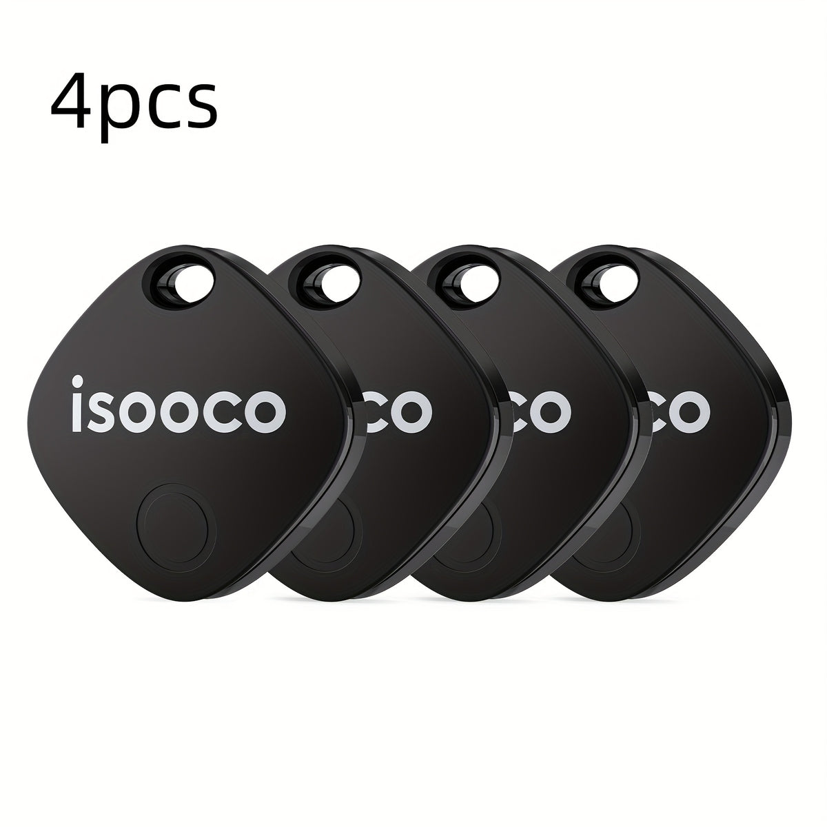 4 piezas ISOOCO Rastreador Mini Global Inteligente - Localizador en Tiempo Real con Alarma Antipérdida de Altos Decibelios, Dispositivo de Seguimiento Bajo Consumo para Coches, Bolsos, Llaves, Equipaje | Compatible con dispositivos iOS (iPh