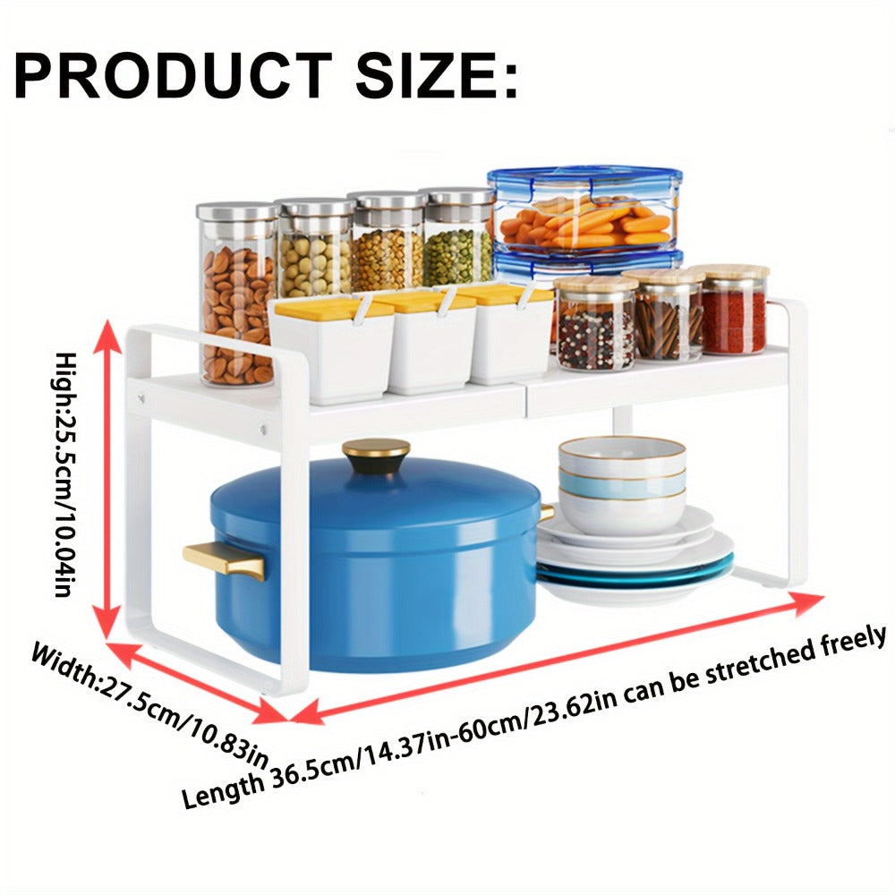 Organizador de Estantes de Cocina Metálicos Ajustables y Expandibles, Estante de Especias para Alacenas y Encimeras, Ideal para Despensa, Baño - Estantes de Soporte Superior Multiusos, Organizadores y Almacenamiento de Cocina, Estantes de Utilidad
