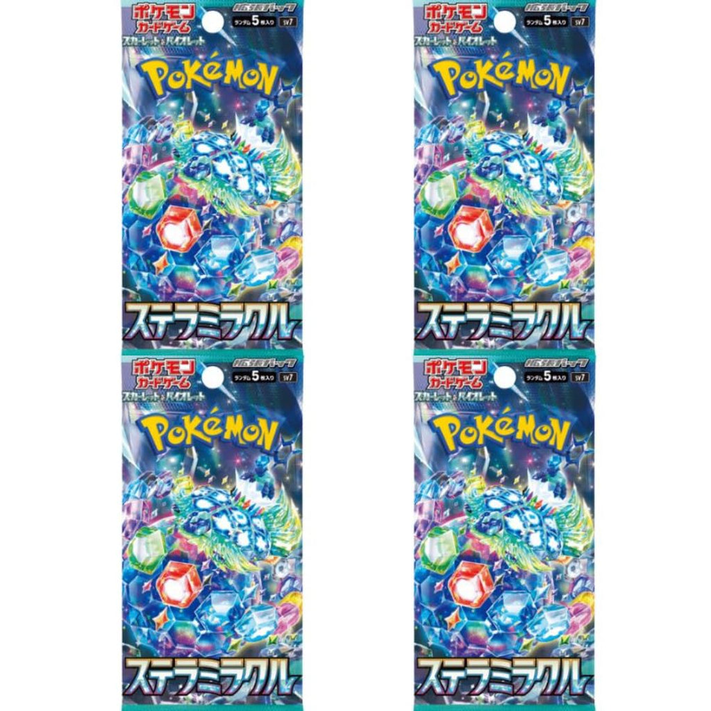 4X Pokémon Estrella Milagro Sv7 Booster - con 4 Boosters de 5 Cartas Cada Uno - JAPONES