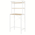 1pc Estante para Lavadora, Estante WC sobre la Lavadora, Armario de Lavadora, Armario de Baño, 3 Estantes, Toallero, Material Metal y Madera, 67x162x40cm