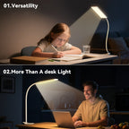 Lámpara de Mesa KEXIN con Pinza para Cama - 5W 48 LED Luz de Libro con 3 Modos y 13 Niveles de Intensidad, Lámpara de Escritorio Protectora de Ojos con Cuello Flexible 360°, Pinza para Mesa en Color