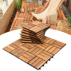 11-55 Piezas de Baldosas de Madera de Acacia Entrelazadas - Baldosas de Terraza DIY Antideslizantes para Exterior/Interior, Adecuadas para Patio, Balcón, Jardín - Revestimiento de Compuesto de Madera-Plástico (WPC) Resistente a la Intemperie, Fácil Instal