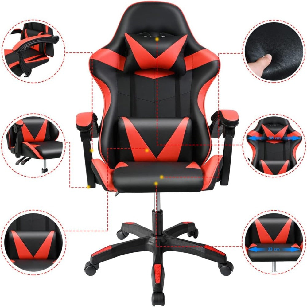Silla Gaming para Escritorio, Oficina y Juegos Online Giratoria. Silla Cmoda de Altura Ajustable para Gaming ergonmica, de piel sintética. Silla racing de gaming videojuegos y de oficina. Es ergonmica y con diseño moderno (S001 7499 8499 )