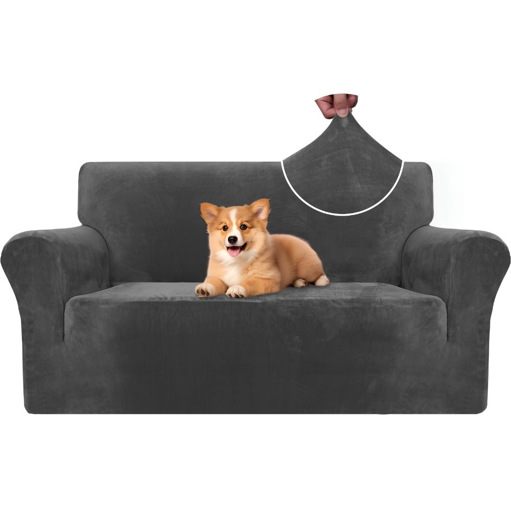 Fundas para Sofá de Terciopelo Ystyle, Funda para Sofá de 3 Plazas con Apoyabrazos, Funda Antirrayaduras para Gatos, Funda Elástica para Sofá, Funda Universally Lavable y Antideslizante, Gris