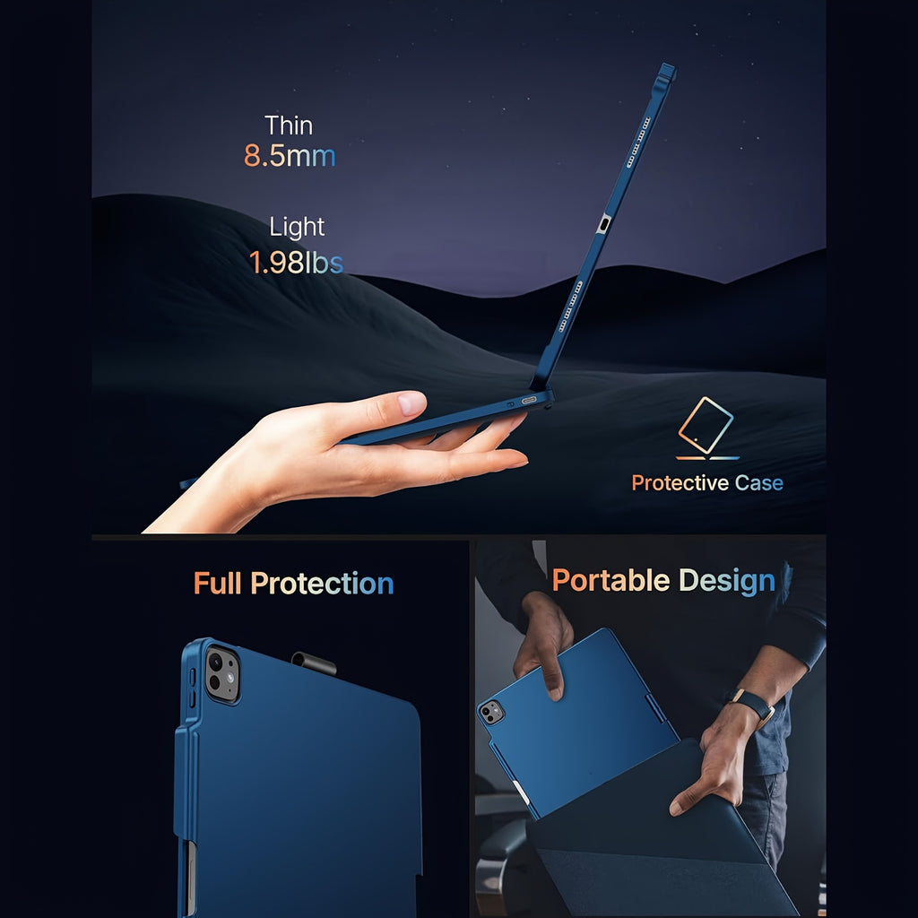 Funda con teclado giratorio para iPad para escritura, estudio y trabajo móvil