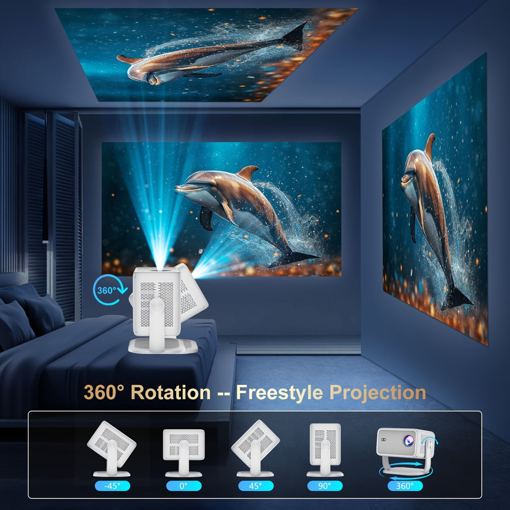 Proyector | Proyector Inteligente Local Android 14 con Soporte 4K 1080P, Wifi6 y BT 5.2, Proyectores de Interior con Enfoque Automático