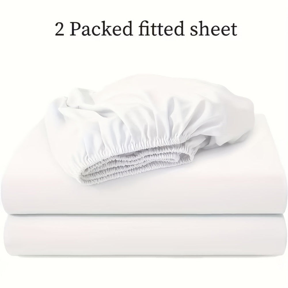 Juego de 2 Sábanas Ajustables, Faldón de 30 cm, Hipoaergénicas, Transpirables, Adecuadas para Dormitorios, Residencias y Habitaciones de Invitados, Lavables a Máquina, Esquinas Elásticas, Adecuadas para Todas las Estaciones, Funda Nórdica No Incluida, Reg