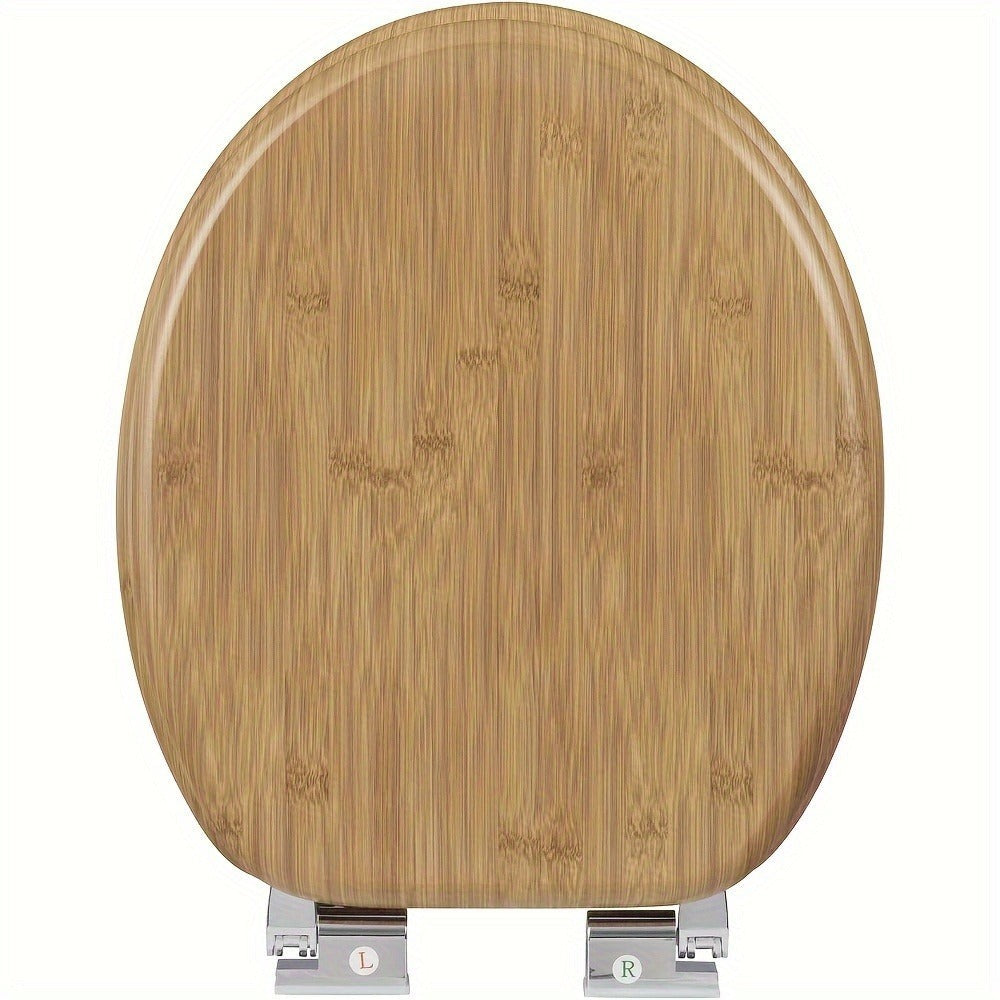 1 unidad de tapa de inodoro de madera con cierre suave, asiento de inodoro, fácil de limpiar, fácil de instalar, MDF, capacidad de carga de 175 kg, forma de O, nota: la color real es más oscuro que la imagen