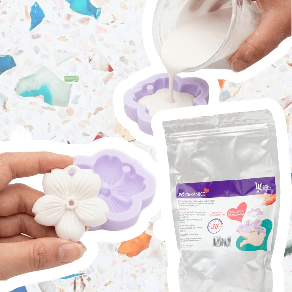 Polvo de Yeso Cerámico LG 1KG Blanco - Secado rápido, ideal para moldes, manualidades, trabajos artesanales, piezas de cerámica y decoración - DIY. Fácil de usar, adecuado para principiantes, seguro de trabajar e inodoro.