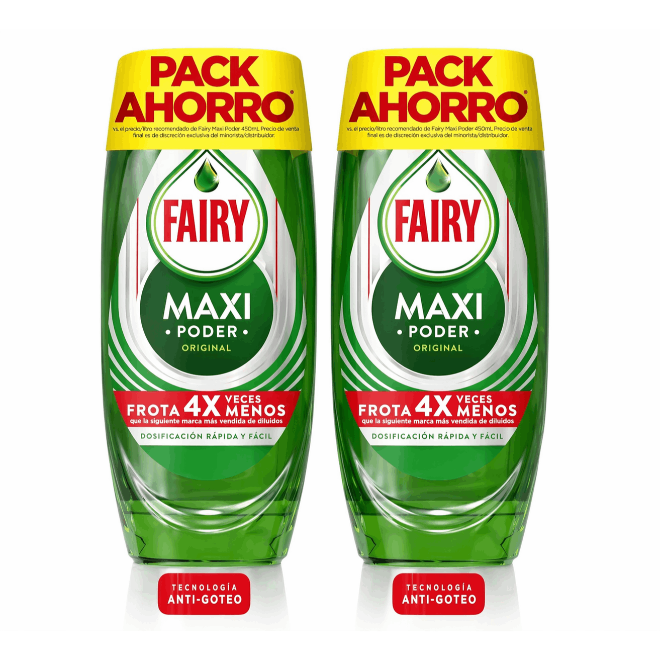 VORTEX FAIRY Maxi Poder Líquido Lavavajillas 2 x 450ml PACK AHORRO, Limpieza Fácil sin Esfuerzo Incluso En Las Sartenes y Ollas Más Grasientas