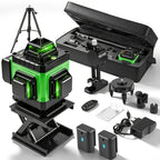 1 Juego de Nivel Láser de 16 Líneas con Nivelación Automática de 360°, Herramienta de Nivel Láser de Línea Cruzada Verde 4X360° para Construcción y Colgar Cuadros, Nivel Láser 4D con 2 Baterías Recargables