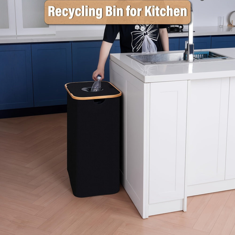 Recogedor de Botellas Plegable de Nylon Oxford 600D para Interior y Exterior, Cubo de Basura, Capacidad de 100L, Resistente al Desgarro y Lavable, Incluye Bolsas XXL, Puede Recoger Aproximadamente 35 Botellas, Ideal para Uso Doméstico, Almacenamiento en C