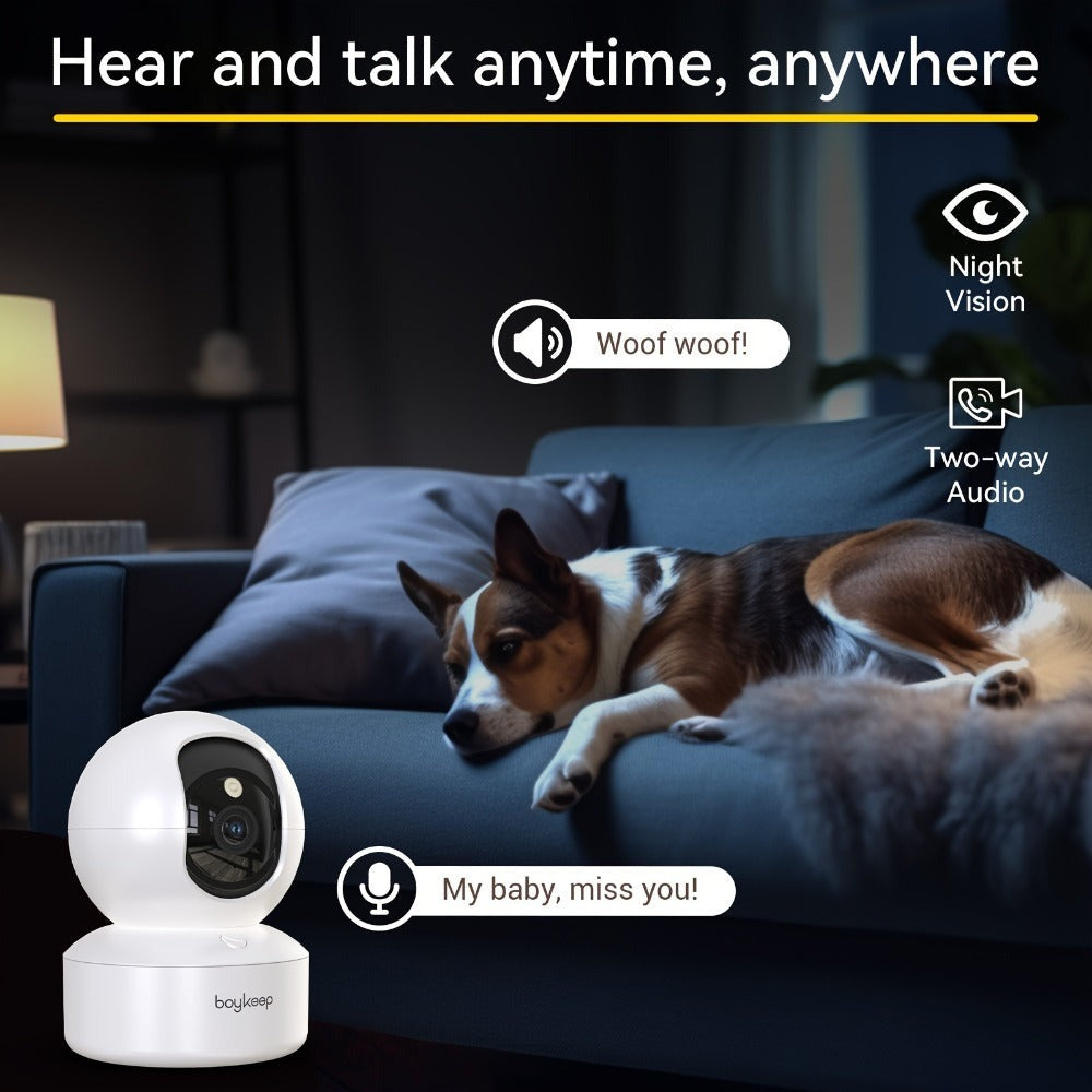 1pc Boykeep Cámaras de Seguridad Inalámbricas, Sistema de Cámaras de Seguridad para el Hogar con Giro y Inclinación de 360°, Detección de Movimiento, Seguimiento Automático, Audio Bidireccional, Visión Nocturna a Color 2K, Configuración Sencilla, Wi-Fi 5G
