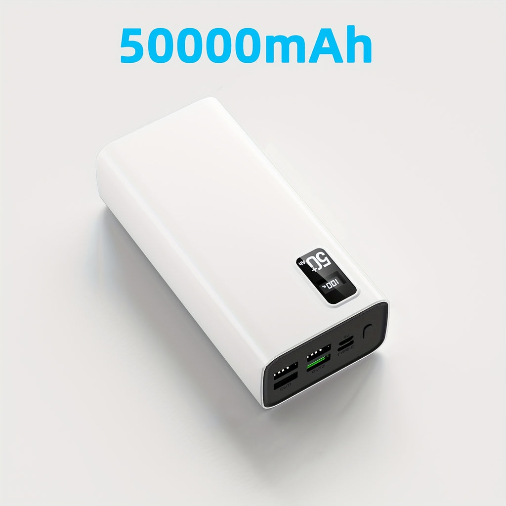 Batería externa | Batería Externa Portátil de Gran Capacidad 50000Mah con Interfases Tipo-C/Usb/Micro, Pantalla LED, Carga Rápida PD22.5W