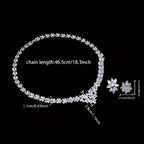 Conjunto de joyería para mujer en plata 925, collar y aretes, juego de dos piezas incrustado con zirconia sintética exquisita en forma de flor, moderno, hermoso, elegante y lujoso, decoración nupcial, regalo de boda para el Día de San Valentín con caja de