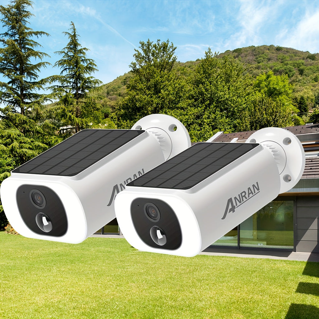 Cámaras de Seguridad Solar ANRAN para Exteriores, Ideales para Protección de Jardín, IP65, Módulo Solar Integrado para Alimentación, Detección PIR de Humanos para Prevenir Visitas No Deseadas, Inalámbricas y Estables, Interacción de Audio Bidireccional pa