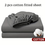 Juego de 2 sábanas bajeras, 100 % algodón, disponibles en varios colores. Sábana bajera/protector de colchón/funda de colchón, hecha de material de algodón suave, transpirable y cómodo (no incluye fundas de almohada).